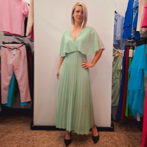 Ženska elegantna plisirana obleka - Image 3