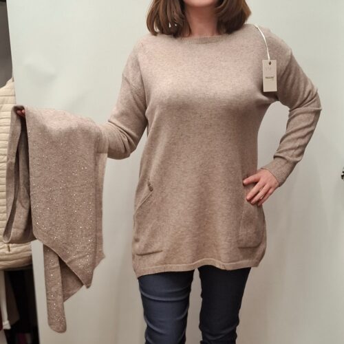 Ženski pulover ABAYI s šalom - slika 1