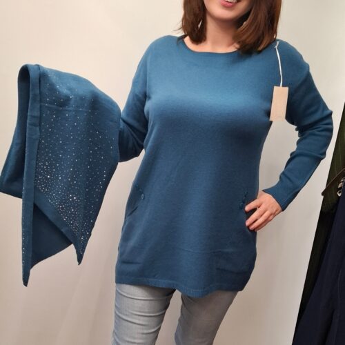 Ženski pulover ABAYI s šalom - slika 1