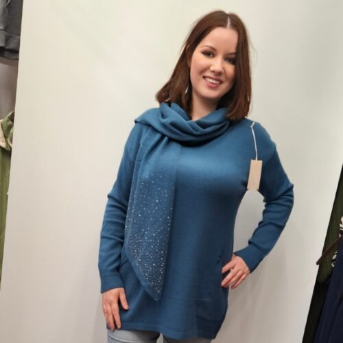 Ženski pulover ABAYI s šalom - slika 2