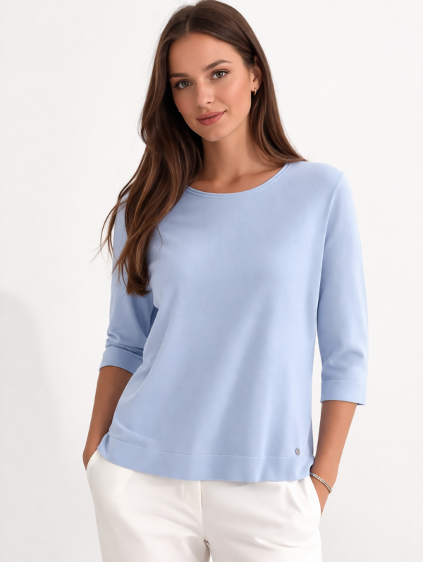 spleta-trgovina-z-oblacili-zenska-majica-svetlo-modra-tričetrt-rokav