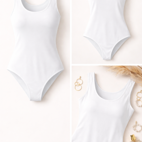 Ženski bodi brez rokavov - bela - slika 1