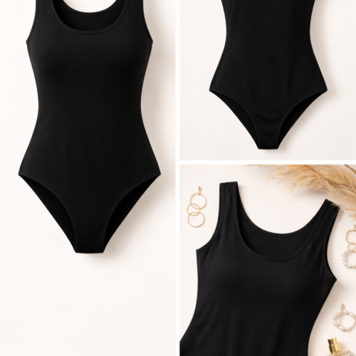 Ženski bodi brez rokavov - ČRNA - slika 1