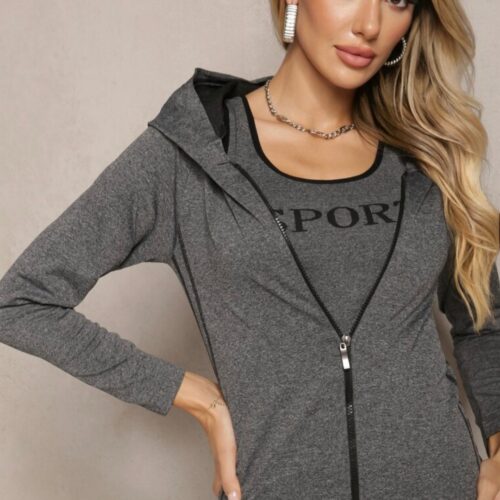 Ženski športni 3 delni komplet-jopica/majica/legice - slika 4