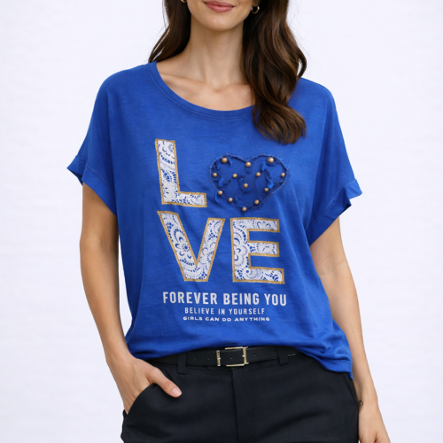 Ženska majica ABA - s kratkimi rokavi love - slika 1