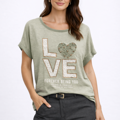 Ženska majica ABA - s kratkimi rakavi love - slika 1