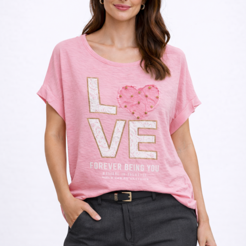 Ženska majica ABA - s kratkimi rokavi love - slika 1