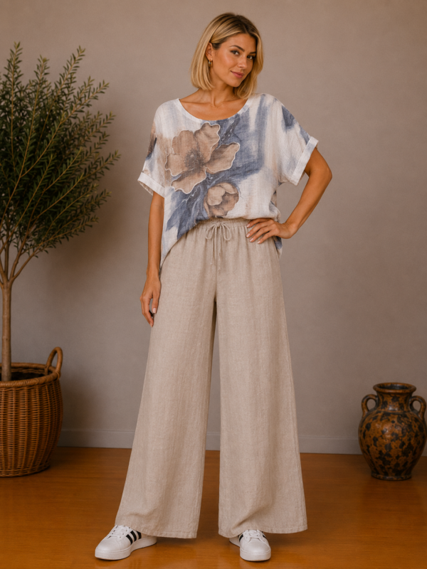 spletna-trgovina-z-oblacili-zenska-majica-kratek-rokav-unisize-oversize-pisana-hlace-bombaz-dolge-bez